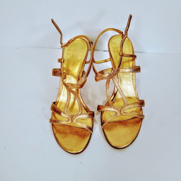 Gold Faconnable strappy open toed heels! - Picture 4 of 5